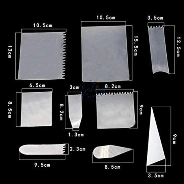 The Baking Curv Transparent Plastic OHP Sheet – (Set of 9) for Chocolate Garnish, Cake Decoration & Craft Work