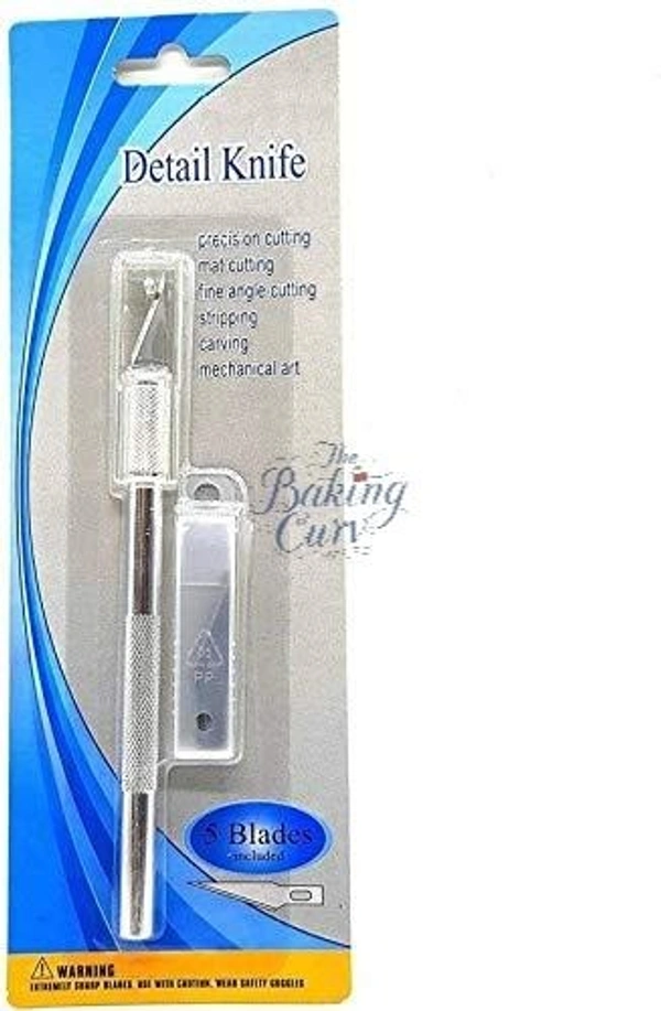 The Baking Curv Precision Craft Knife – Sharp Detailing Cutter for Fondant, Stencils, Detail Pen Knife With 5 Interchangeable Sharp Blades