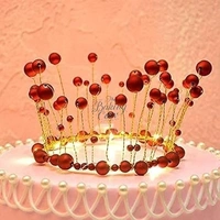 The Baking Curv Red Pearl Crown Cake Topper – Elegant Decorative Accessory for Birthday, Baby Shower & Princess Theme Cakes