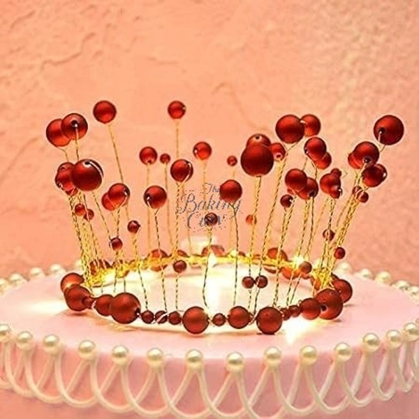 The Baking Curv Red Pearl Crown Cake Topper – Elegant Decorative Accessory for Birthday, Baby Shower & Princess Theme Cakes