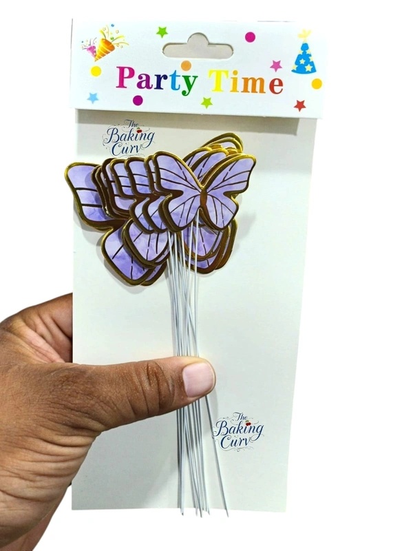 The Baking Curv Pastel Purple Butterfly Cake Toppers – Pack of 10 Elegant Decorative Butterflies| Cake Decoration