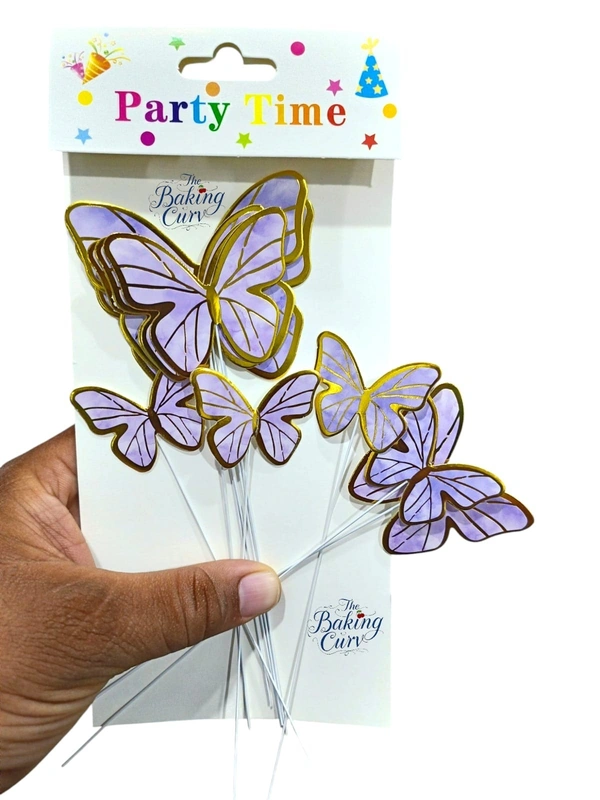 The Baking Curv Pastel Purple Butterfly Cake Toppers – Pack of 10 Elegant Decorative Butterflies| Cake Decoration