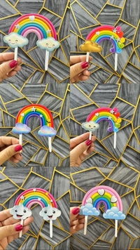 The Baking Curv Rainbow Cake Topper – Mixed Design Decorative Topper for Birthdays & Celebrations