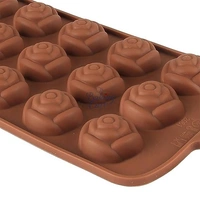 The Baking Curv Rose Shape Chocolate Silicone Mould – 15-Cavity Non-Stick, Flexible & Reusable Silicone Tray for Chocolate, Candy, Jelly & More