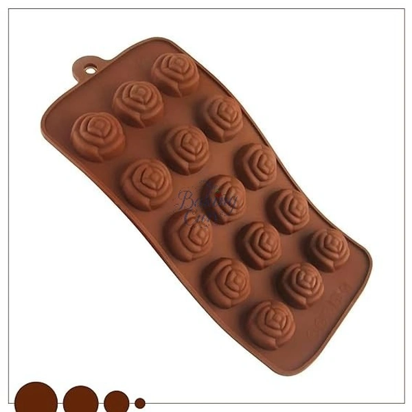The Baking Curv Rose Shape Chocolate Silicone Mould – 15-Cavity Non-Stick, Flexible & Reusable Silicone Tray for Chocolate, Candy, Jelly & More