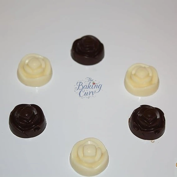 The Baking Curv Rose Shape Chocolate Silicone Mould – 15-Cavity Non-Stick, Flexible & Reusable Silicone Tray for Chocolate, Candy, Jelly & More