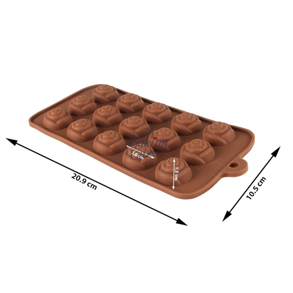 The Baking Curv Rose Shape Chocolate Silicone Mould – 15-Cavity Non-Stick, Flexible & Reusable Silicone Tray for Chocolate, Candy, Jelly & More