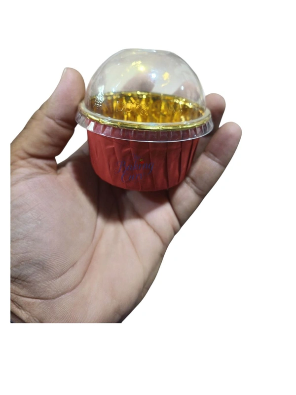 Muffin Cup with Lid (6040) (Pack of 100) - 60x40mm, Red