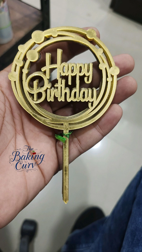 The Baking Curv Happy Birthday Acrylic Topper Pack Of 10 (4 Inch Approx) 