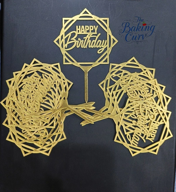 The Baking Curv Happy Birthday Acrylic Topper Pack Of 10 (4 Inch Approx) 