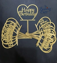 The Baking Curv Happy Birthday Acrylic Topper Pack Of 10 (4 Inch Approx) 