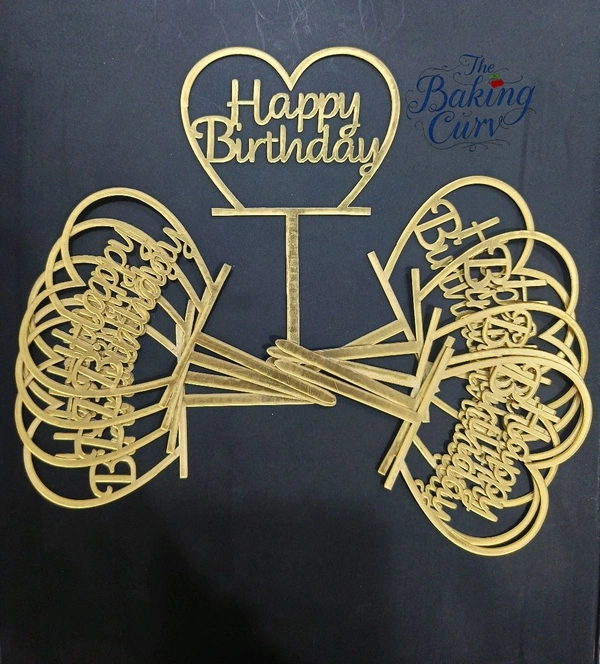 The Baking Curv Happy Birthday Acrylic Topper Pack Of 10 (4 Inch Approx) 