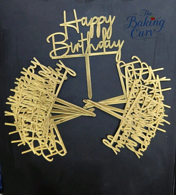 The Baking Curv Happy Birthday Acrylic Topper Pack Of 10 (4 Inch Approx) 