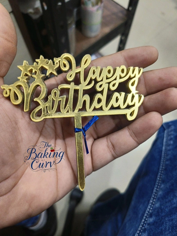 The Baking Curv Happy Birthday Acrylic Topper Pack Of 10 (4 Inch Approx) 