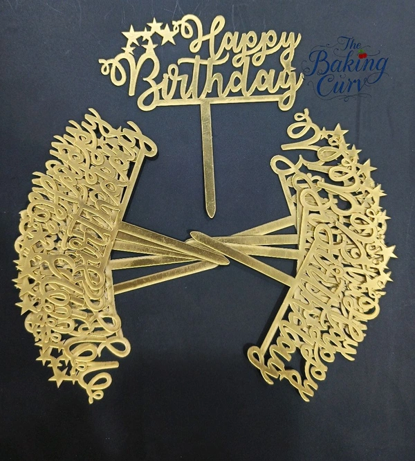 The Baking Curv Happy Birthday Acrylic Topper Pack Of 10 (4 Inch Approx) 