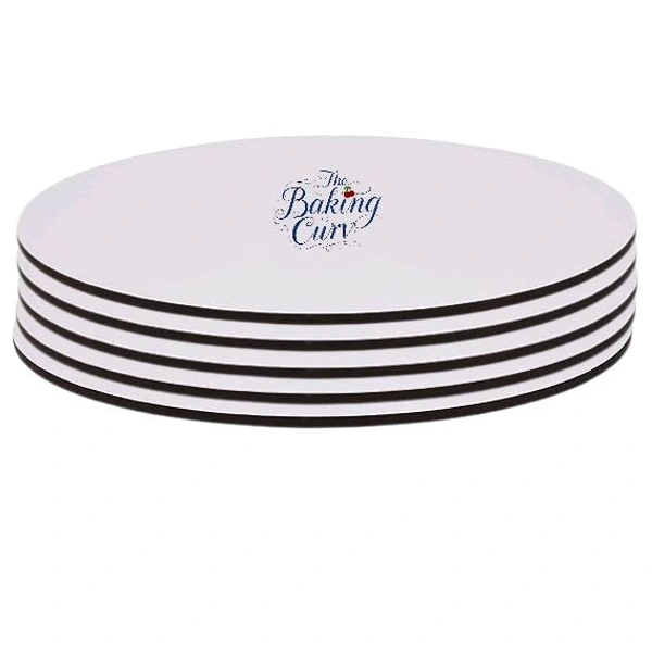 The Baking Curv Reusable Round MDF Cake Base 10x10 – Ideal for Professional Cake Presentation (Pack Of 10) - 10 Inch, White