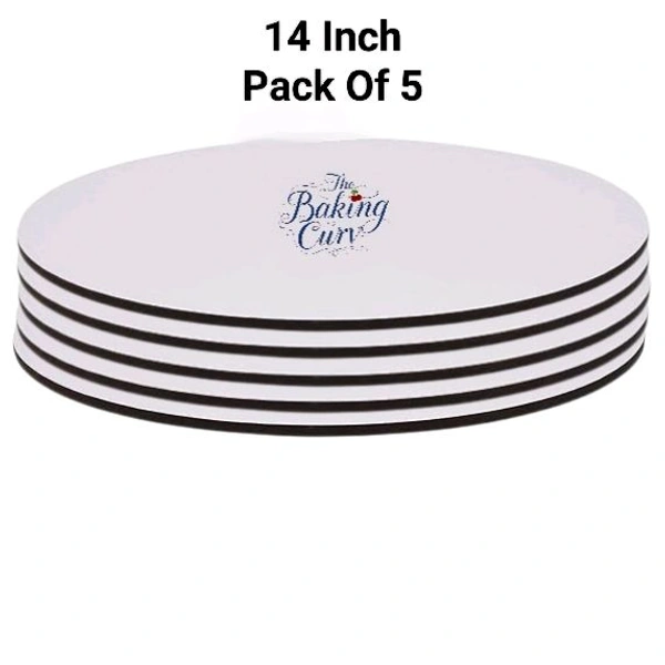The Baking Curv Reusable Round MDF Cake Base 14x14 – Ideal for Professional Cake Presentation (Pack Of 5) - 14 Inch, White