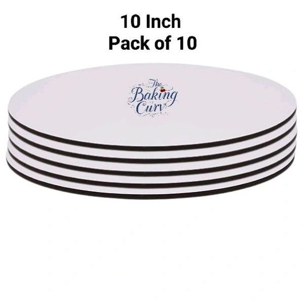 The Baking Curv Reusable Round MDF Cake Base 10x10 – Ideal for Professional Cake Presentation (Pack Of 10) - 10 Inch, White