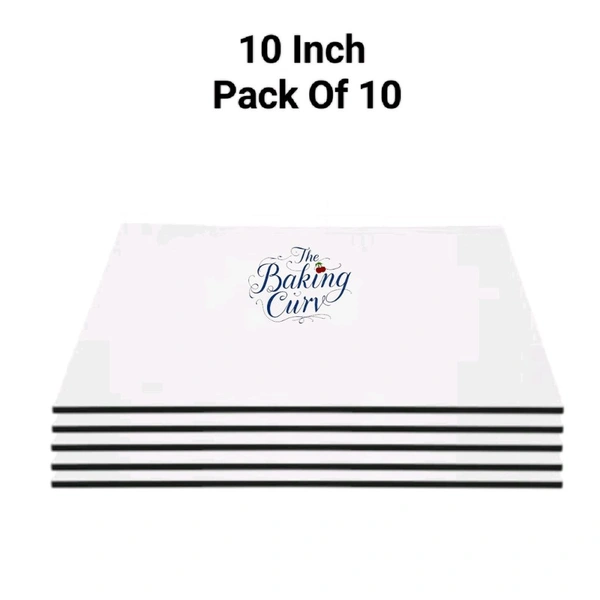 The Baking Curv Reusable Square MDF Cake Base 10x10 – Ideal for Professional Cake Presentation (Pack Of 10)  - 10 Inch, White