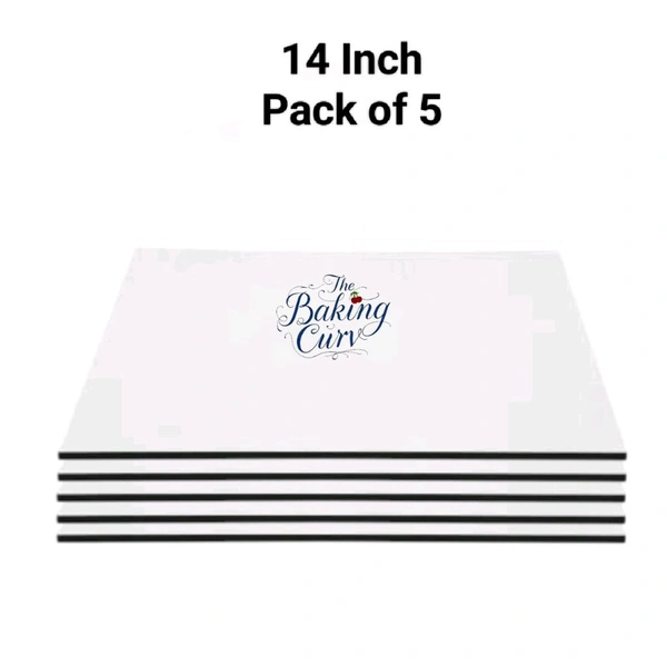 The Baking Curv Reusable Square MDF Cake Base 14x14 – Ideal for Professional Cake Presentation (Pack Of 5)  - 14 Inch, White