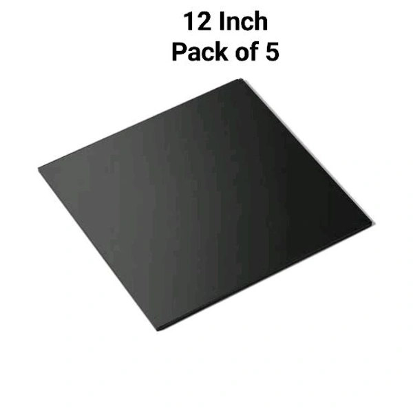 The Baking Curv Reusable Square MDF Cake Base 12x12 – Ideal for Professional Cake Presentation (Pack Of 5)  - 12 Inch, Black