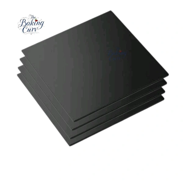 The Baking Curv Reusable Square MDF Cake Base 12x12 – Ideal for Professional Cake Presentation (Pack Of 5)  - 12 Inch, Black