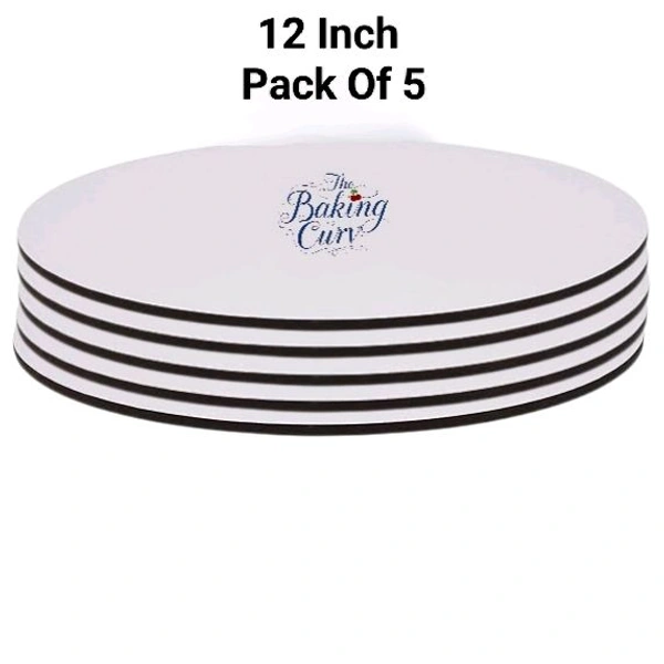 The Baking Curv Reusable Round MDF Cake Base 12x12 – Ideal for Professional Cake Presentation (Pack Of 5)  - White, 12 Inch