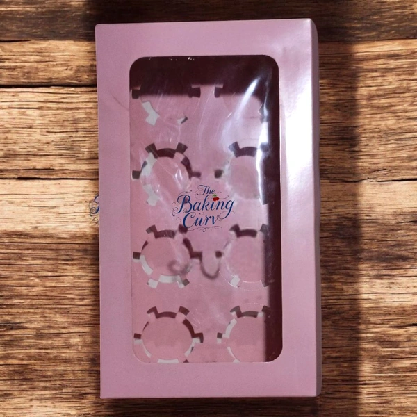 The Baking Curv 8 Cavity Cup Cake Box - Pink, Pack Of 25