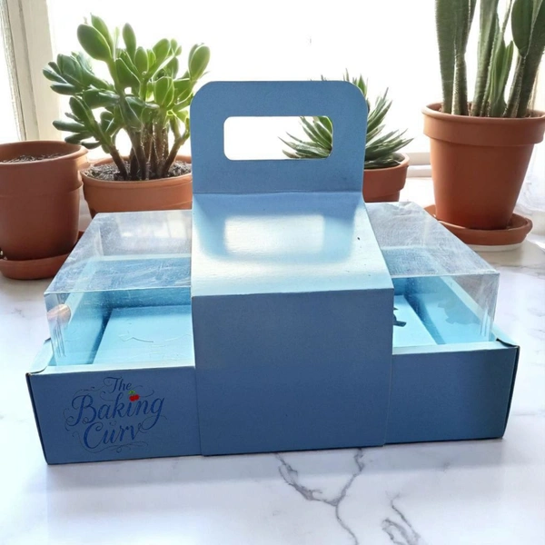 The Baking Curv 6 Cavity Cup Cake Box - Blue, Pack Of 25