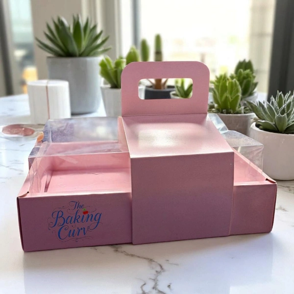 The Baking Curv 6 Cavity Cup Cake Box - Pink, Pack Of 5