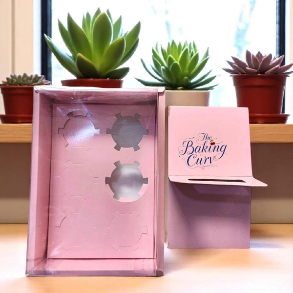 The Baking Curv 6 Cavity Cup Cake Box - Pink, Pack Of 25