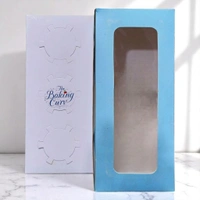 The Baking Curv 3 Cavity Cup Cake Box - Blue, Pack Of 10