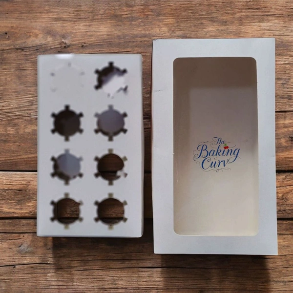 The Baking Curv 8 Cavity Cup Cake Box - Pack 5, White