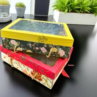 The Baking Curv "Luxury Emerald Green Foiled Hamper Box with Lace | Gift Packaging Box for Rakhi, Wedding, Festive Hampers" - Mix 30, Emerald Green