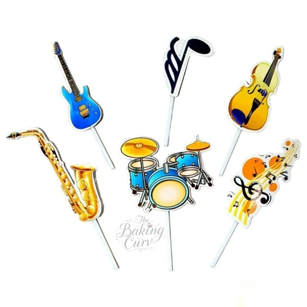 The Baking Curv Musical Instruments Paper Cake Topper Set