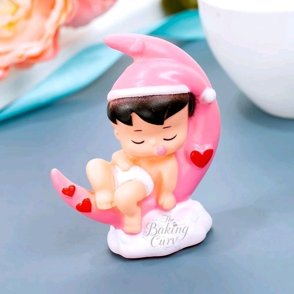 The Baking Curv Sleeping Baby On Moon Cake Topper