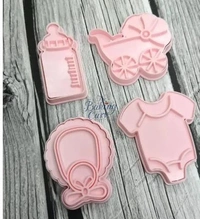 "Baby Shower Themed Cookie Cutters – Set of 4 Plastic Molds for Baking & Decorating"