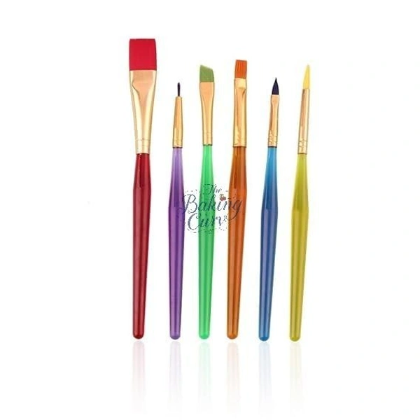 The Baking Curv Set of 6 Different Sizes Synthetic Flat Paint Brush for Nail Brush Art, Artist Acrylic Painting(Synthetic Hair;Plastic)
