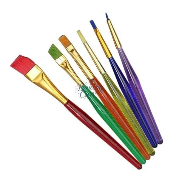 The Baking Curv Set of 6 Different Sizes Synthetic Flat Paint Brush for Nail Brush Art, Artist Acrylic Painting(Synthetic Hair;Plastic)