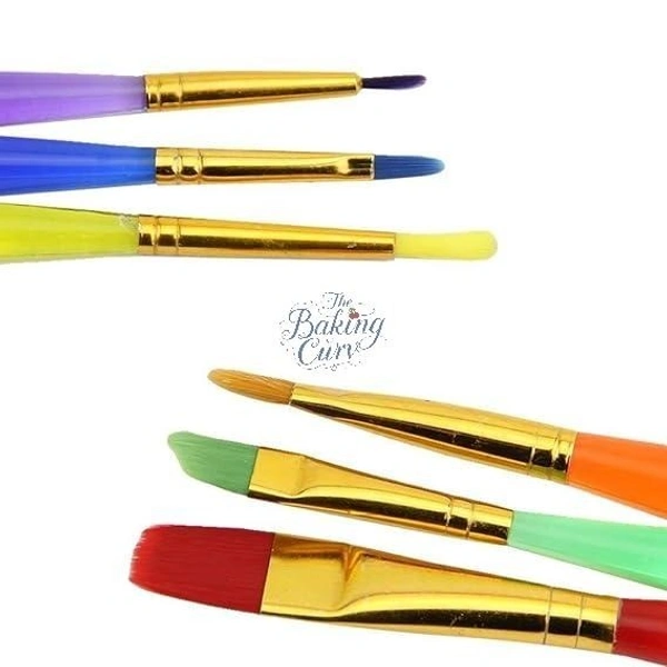 The Baking Curv Set of 6 Different Sizes Synthetic Flat Paint Brush for Nail Brush Art, Artist Acrylic Painting(Synthetic Hair;Plastic)
