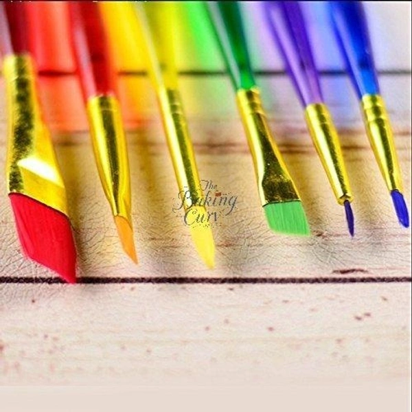 The Baking Curv Set of 6 Different Sizes Synthetic Flat Paint Brush for Nail Brush Art, Artist Acrylic Painting(Synthetic Hair;Plastic)