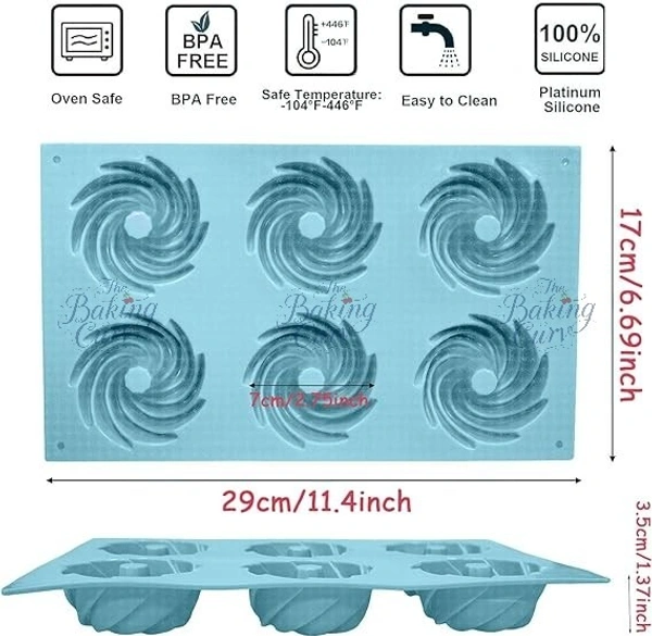 The Baking Curv Silicone Bundt Cake Mould Spiral Silicone Mould 6 Capacity Small Bundt Cake Mould Baking Mould Spiral Non-Stick Coating Cake Mould for Cake Muffin Brownie
