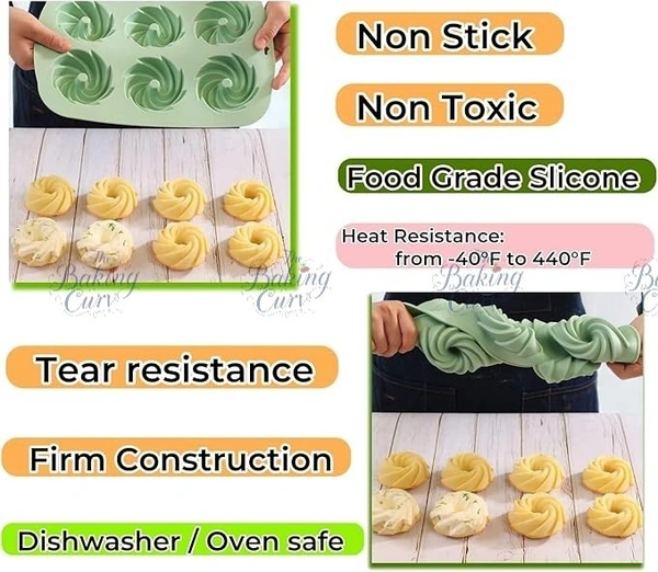 The Baking Curv Silicone Bundt Cake Mould Spiral Silicone Mould 6 Capacity Small Bundt Cake Mould Baking Mould Spiral Non-Stick Coating Cake Mould for Cake Muffin Brownie