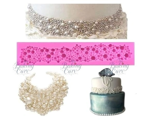 The Baking Curv Silicone Pearl Bubble Fondant Border Mould Lace Mold Cake Decorating