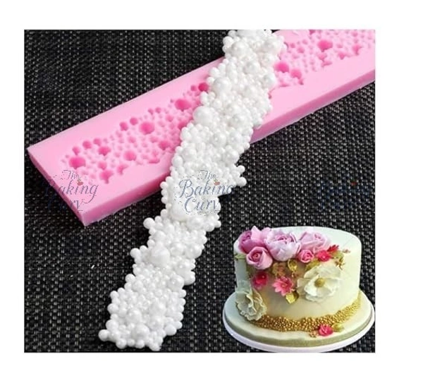 The Baking Curv Silicone Pearl Bubble Fondant Border Mould Lace Mold Cake Decorating