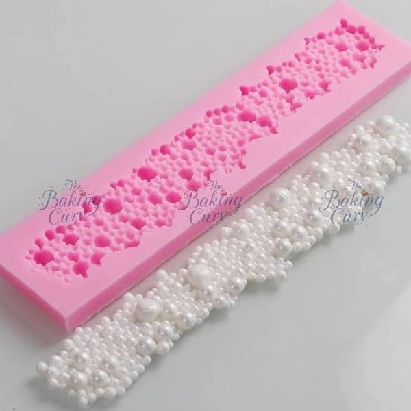 The Baking Curv Silicone Pearl Bubble Fondant Border Mould Lace Mold Cake Decorating