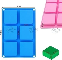 The Baking Curv Silicone Soap Mold, Square Soap Mould, 6 Cavity Square Shaped Soap Mould, Square Soap Bar Mould for Making Handmade Soaps