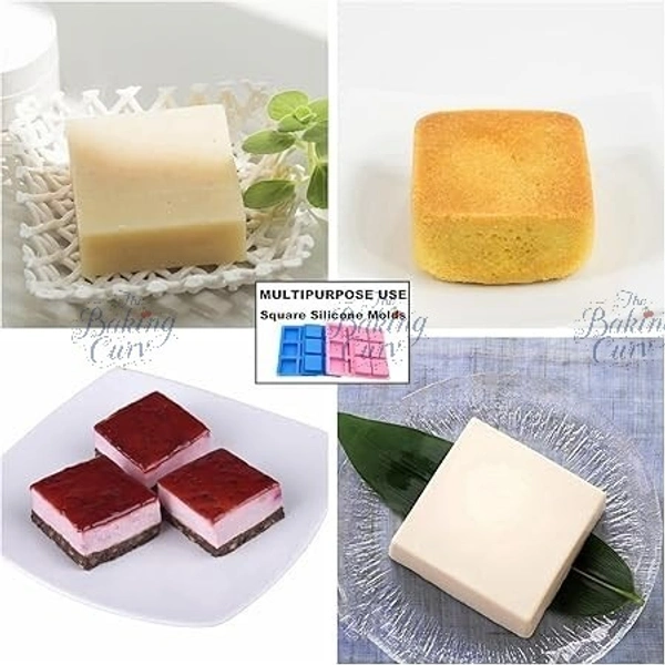 The Baking Curv Silicone Soap Mold, Square Soap Mould, 6 Cavity Square Shaped Soap Mould, Square Soap Bar Mould for Making Handmade Soaps