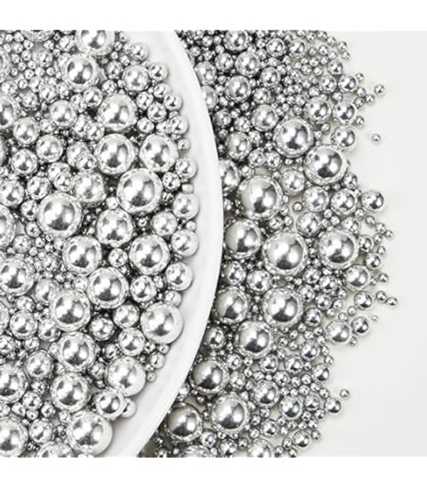 The Baking Curv Cake Topper Silver Sprinklers Mix Size (Imported Super Quality) 500Gms - 500 Gms