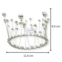 The Baking Curv Silver Pearl Crown Cake Topper – Elegant Decorative Accessory for Birthday, Baby Shower & Princess Theme Cakes